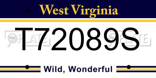 T72089S West Virginia License Plate