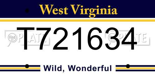 T721634 West Virginia License Plate