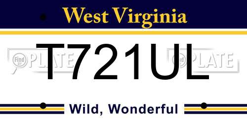 T721UL West Virginia License Plate