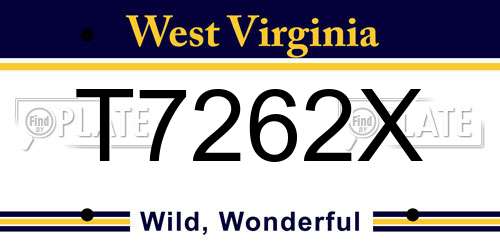 T7262X West Virginia License Plate