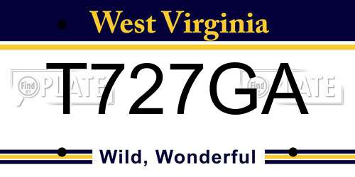 T727GA West Virginia License Plate