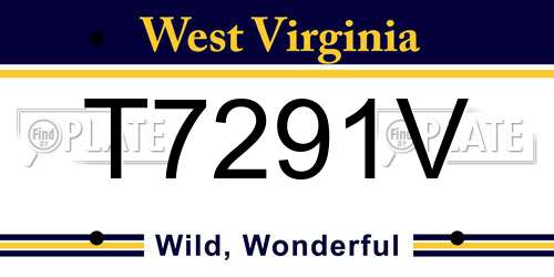 T7291V West Virginia License Plate