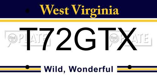 T72GTX West Virginia License Plate