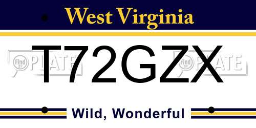 T72GZX West Virginia License Plate