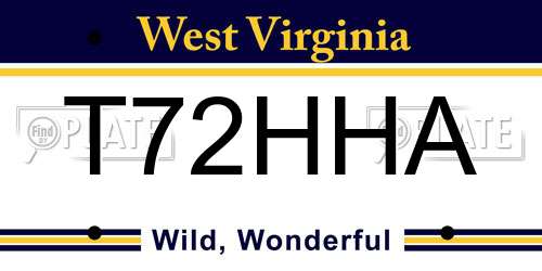 T72HHA West Virginia License Plate