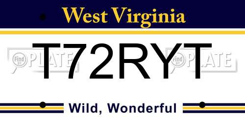 T72RYT West Virginia License Plate