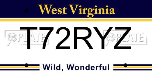 T72RYZ West Virginia License Plate