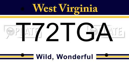 T72TGA West Virginia License Plate