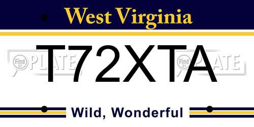 T72XTA West Virginia License Plate