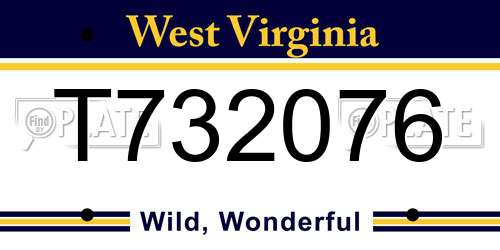 T732076 West Virginia License Plate