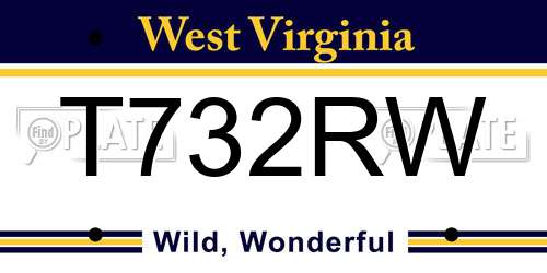 T732RW West Virginia License Plate