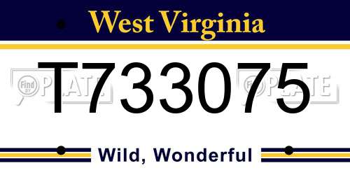 T733075 West Virginia License Plate