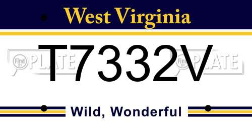 T7332V West Virginia License Plate