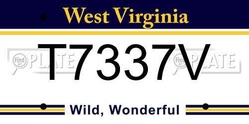 T7337V West Virginia License Plate