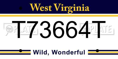 T73664T West Virginia License Plate