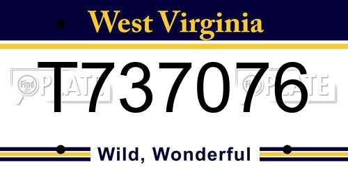 T737076 West Virginia License Plate