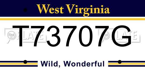 T73707G West Virginia License Plate