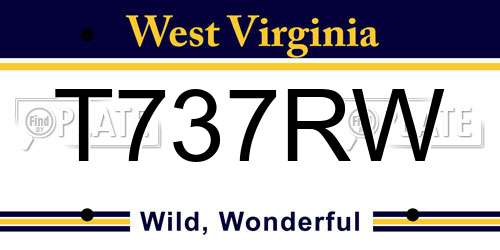 T737RW West Virginia License Plate
