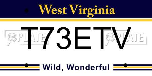 T73ETV West Virginia License Plate