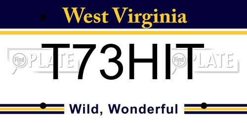 T73HIT West Virginia License Plate