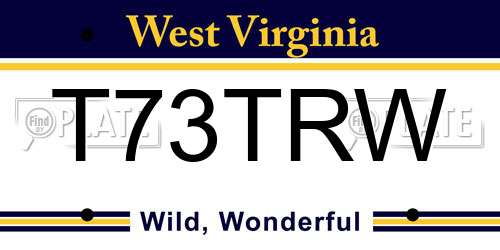 T73TRW West Virginia License Plate
