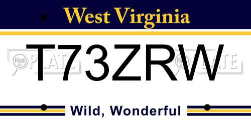 T73ZRW West Virginia License Plate