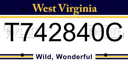 T742840C West Virginia License Plate