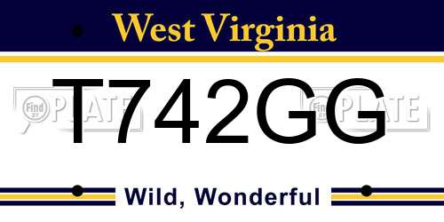 T742GG West Virginia License Plate