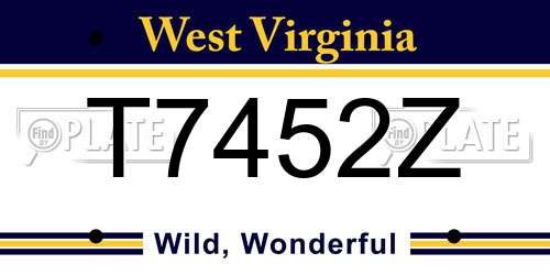 T7452Z West Virginia License Plate