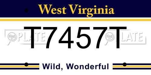 T7457T West Virginia License Plate