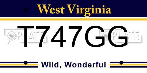 T747GG West Virginia License Plate