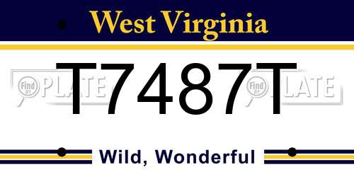 T7487T West Virginia License Plate