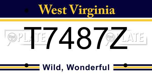 T7487Z West Virginia License Plate