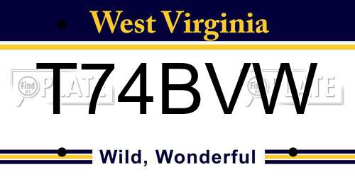T74BVW West Virginia License Plate