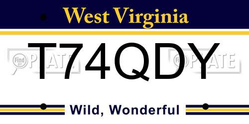 T74QDY West Virginia License Plate