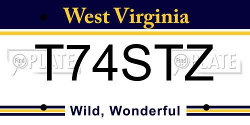T74STZ West Virginia License Plate