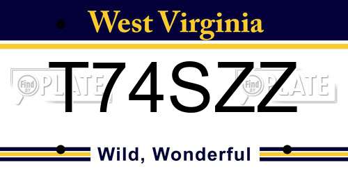 T74SZZ West Virginia License Plate
