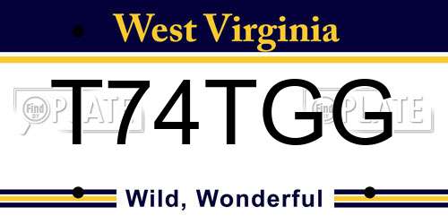 T74TGG West Virginia License Plate
