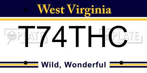 T74THC West Virginia License Plate