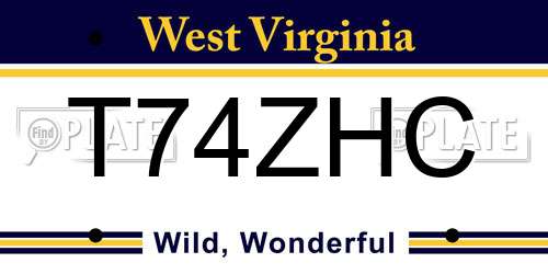 T74ZHC West Virginia License Plate