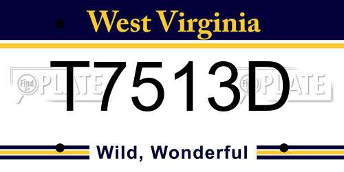 T7513D West Virginia License Plate