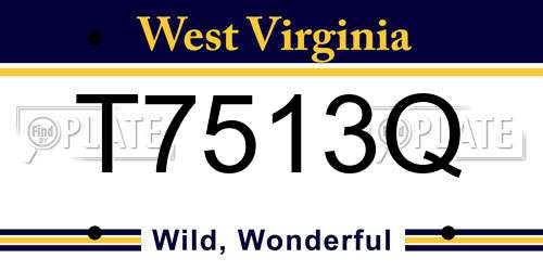 T7513Q West Virginia License Plate