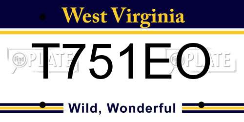 T751EO West Virginia License Plate