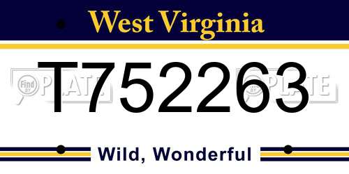 T752263 West Virginia License Plate