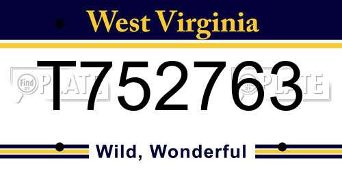 T752763 West Virginia License Plate