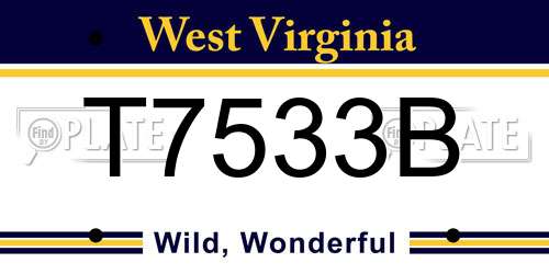 T7533B West Virginia License Plate