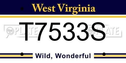 T7533S West Virginia License Plate