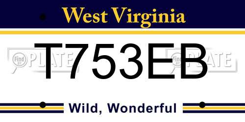 T753EB West Virginia License Plate