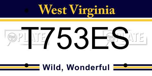 T753ES West Virginia License Plate
