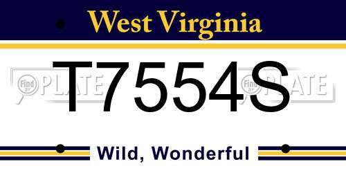 T7554S West Virginia License Plate